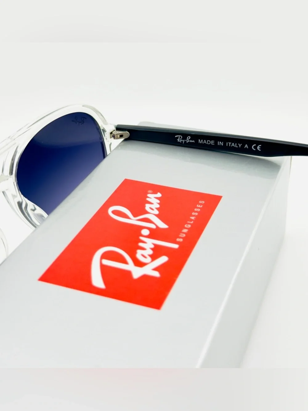 Ray-Ban Aviator Sunglasses RB4376 Transparent Frame with Gradient Dark Gray Lens - Picture 13 of 16